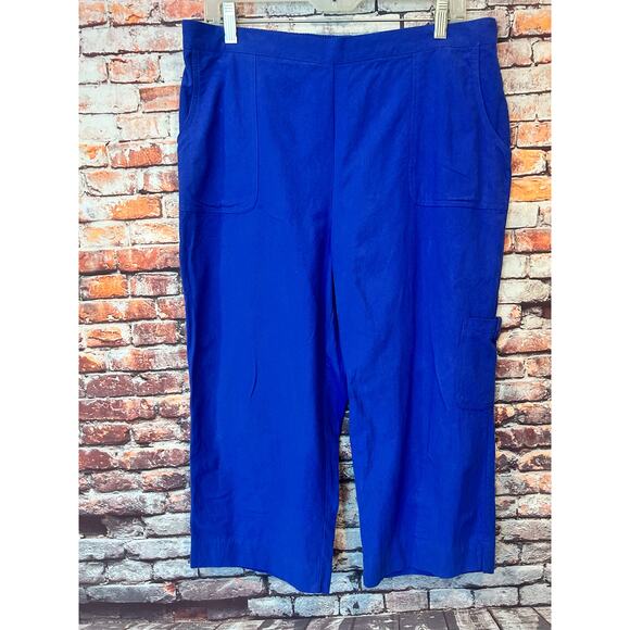 Alfred Dunner capri pull on pants classic fit blue cotton women's size 14 - Picture 1 of 4